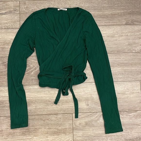Reformation NWOT Petalo Green Wrap Top - Picture 4 of 7